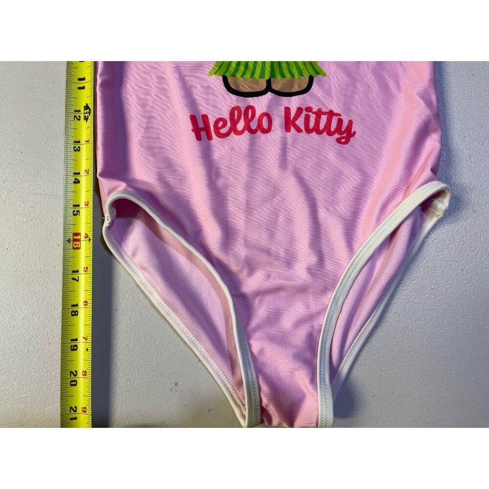 Hello Kitty Pink Girls 7/8 One-Piece Swimsuit With Hawaiian Design - Picture 5 of 11